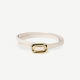 KABE SHOP INC Ventura belt in white Italian calfskin with a polished 24K gold-plated squared slide buckle.