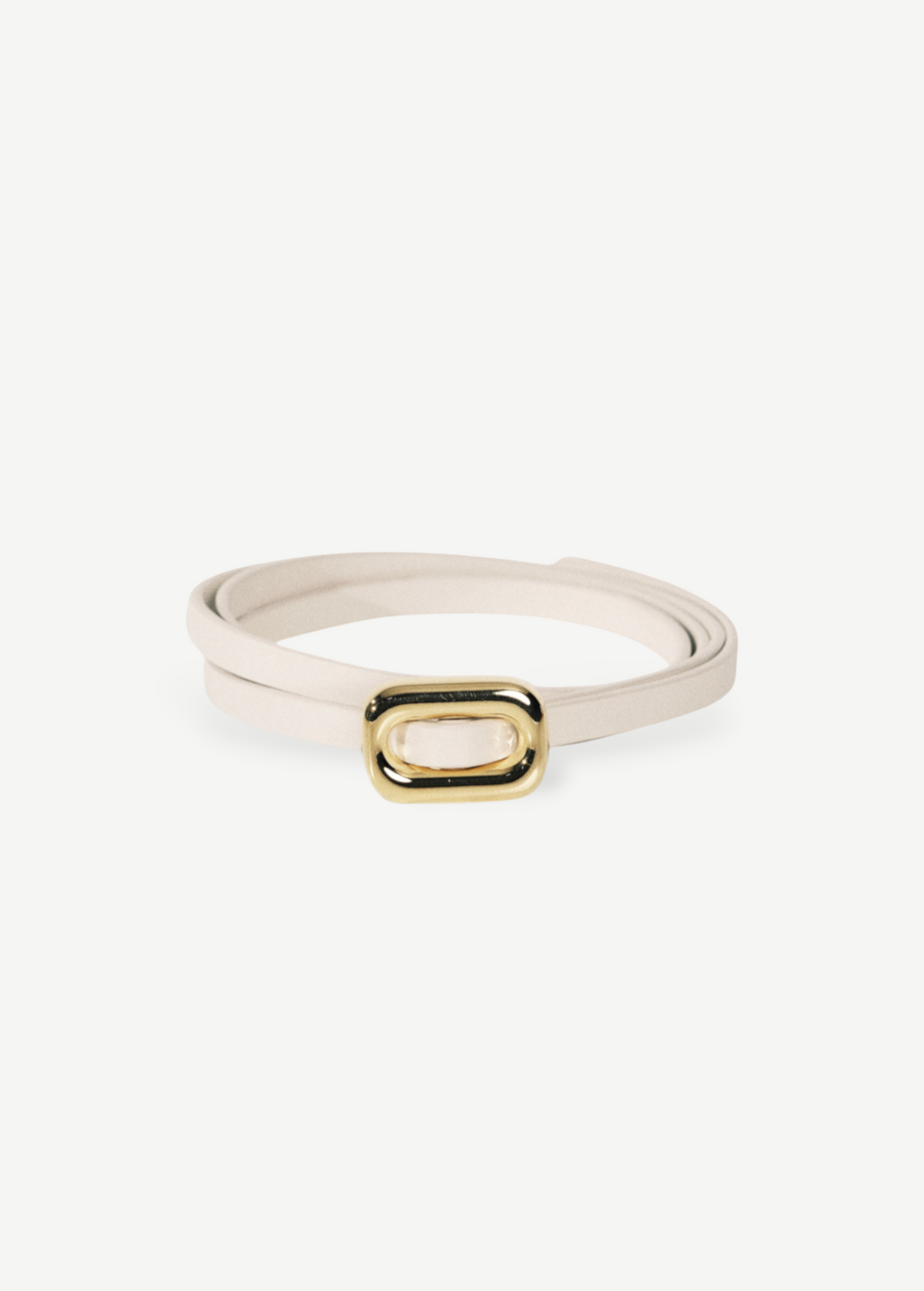 KABE SHOP INC Ventura belt in white Italian calfskin with a polished 24K gold-plated squared slide buckle.