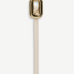 KABE SHOP INC Ventura Gold Belt in smooth beige Italian calfskin with a polished 24K gold-plated squared slide buckle