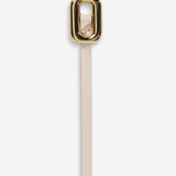KABE SHOP INC Ventura Gold Belt in smooth beige Italian calfskin with a polished 24K gold-plated squared slide buckle