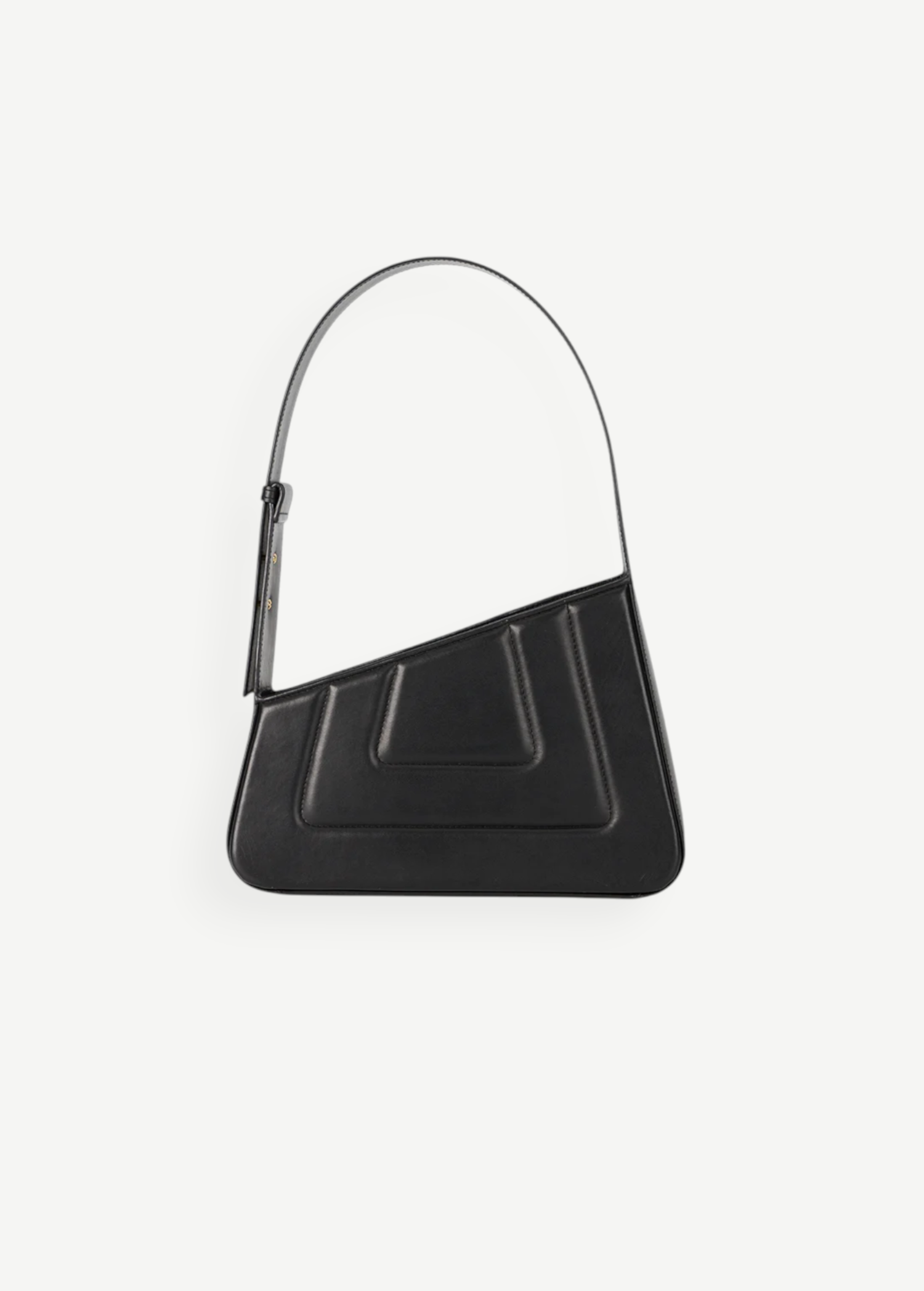 KABE SHOP INC Albert Jewel black quilted shoulder bag with unique geometric silhouette and adjustable strap