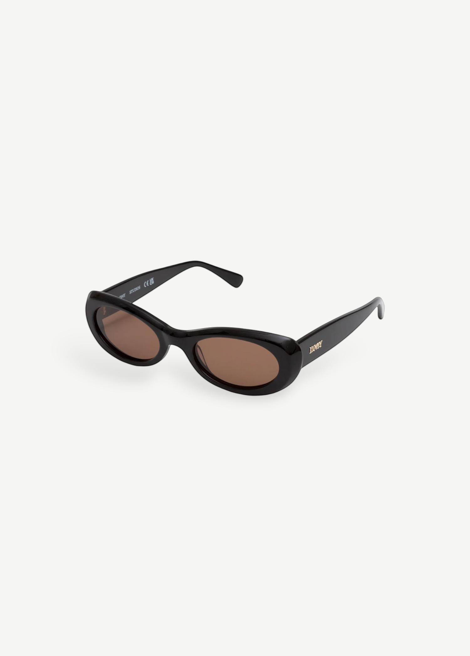 KABE SHOP INC Naomi sunglasses featuring a black oval cellulose acetate frame and brown tinted lenses