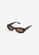 KABE SHOP INC Naomi sunglasses featuring a black oval cellulose acetate frame and brown tinted lenses
