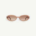 KABE SHOP INC Valentina oval sunglasses in translucent beige Italian acetate with brown gradient lenses.