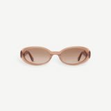 KABE SHOP INC Valentina oval sunglasses in translucent beige Italian acetate with brown gradient lenses.