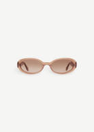 KABE SHOP INC Valentina oval sunglasses in translucent beige Italian acetate with brown gradient lenses.