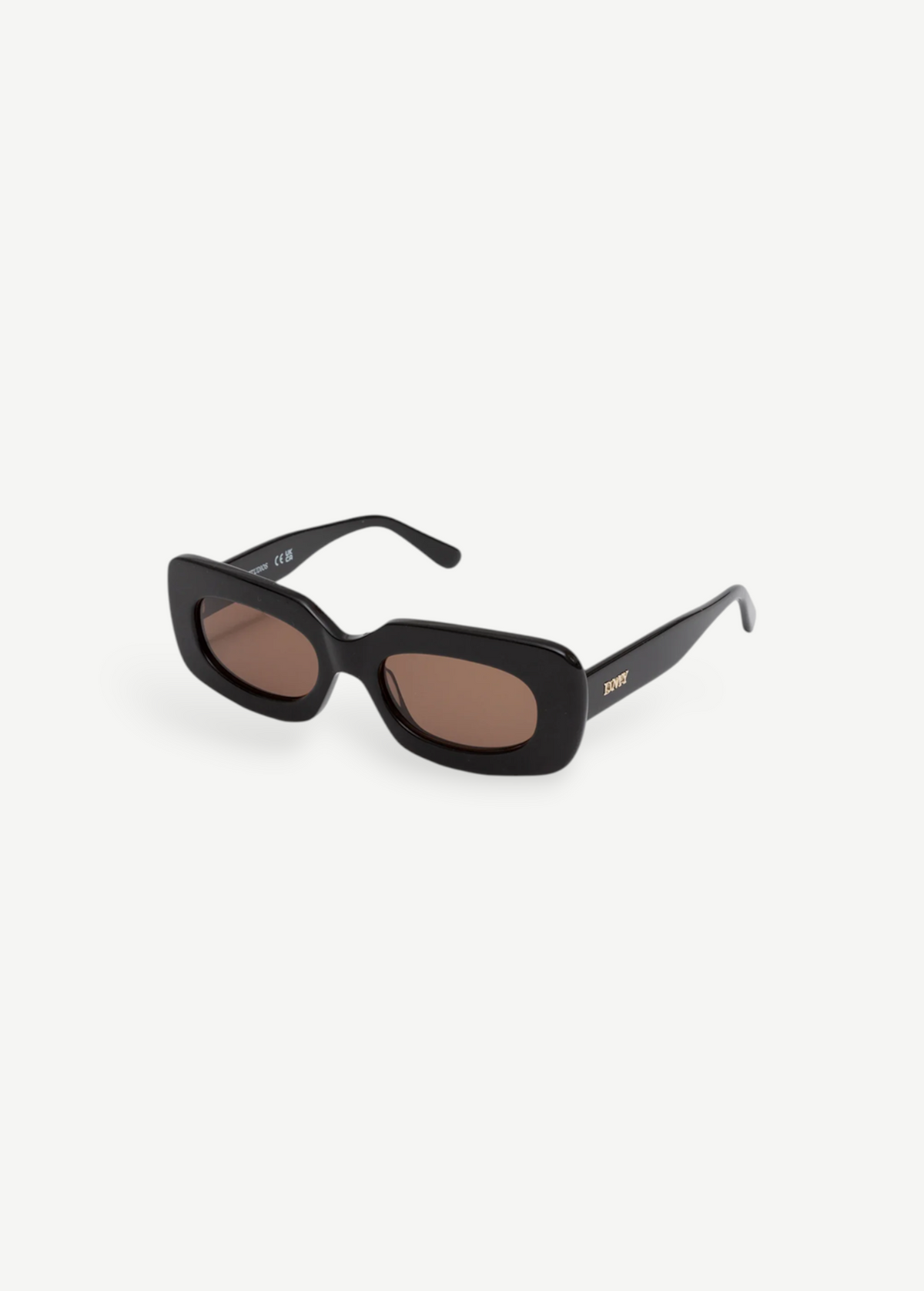 KABE SHOP INC Vivian statement sunglasses with a bold black rectangular acetate frame and brown tinted lenses.