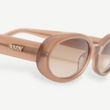 KABE SHOP INC Valentina oval sunglasses in translucent beige Italian acetate with gold DMY logo detail