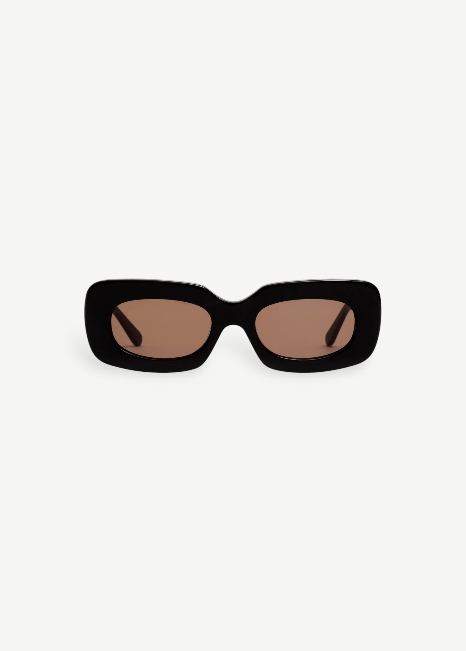 KABE SHOP INC Vivian statement sunglasses with a bold black rectangular cellulose acetate frame and brown lenses.