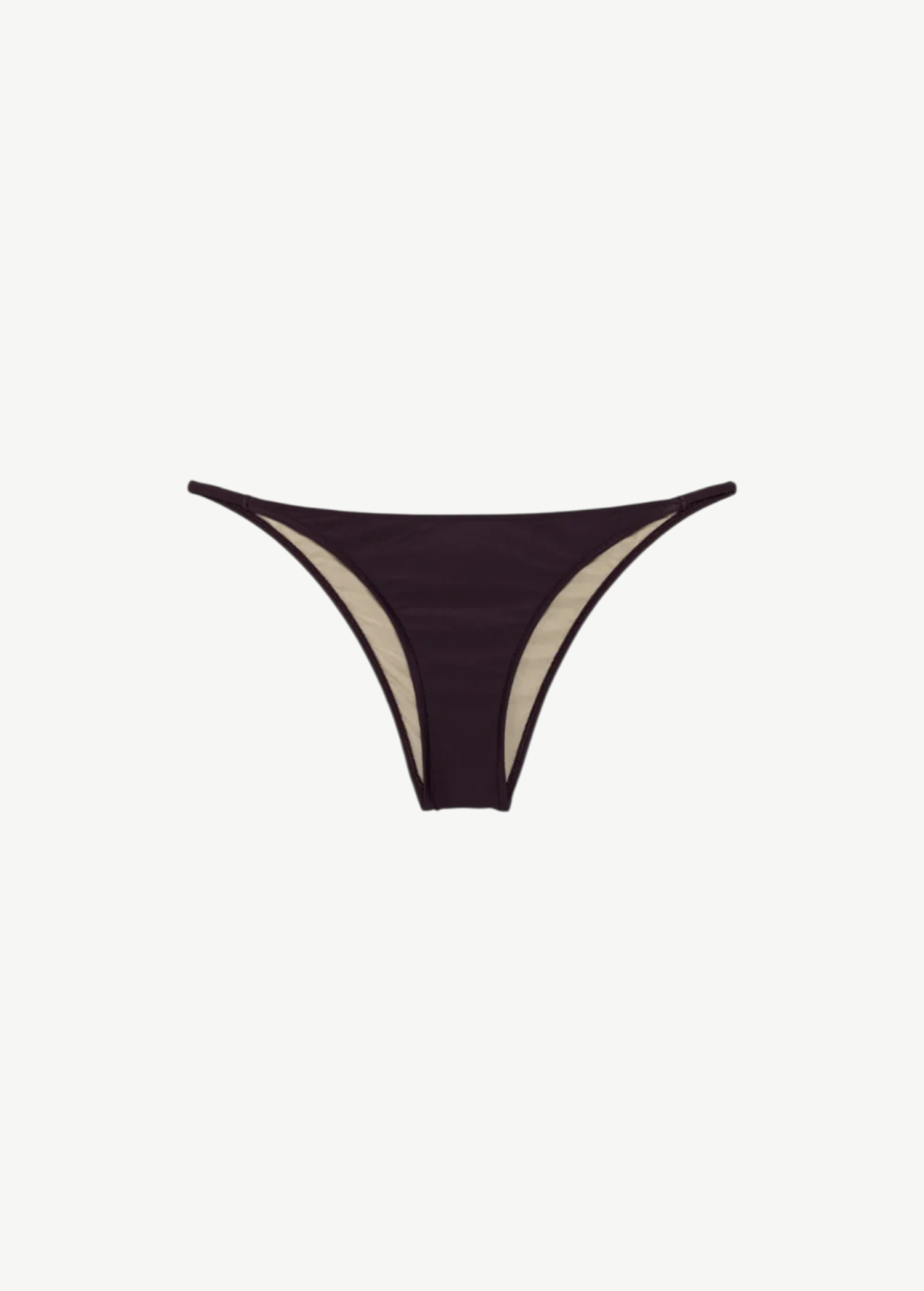 KABE SHOP INC Dolores bikini bottom in dark plum with thin elasticated sides and a flattering feminine cut.