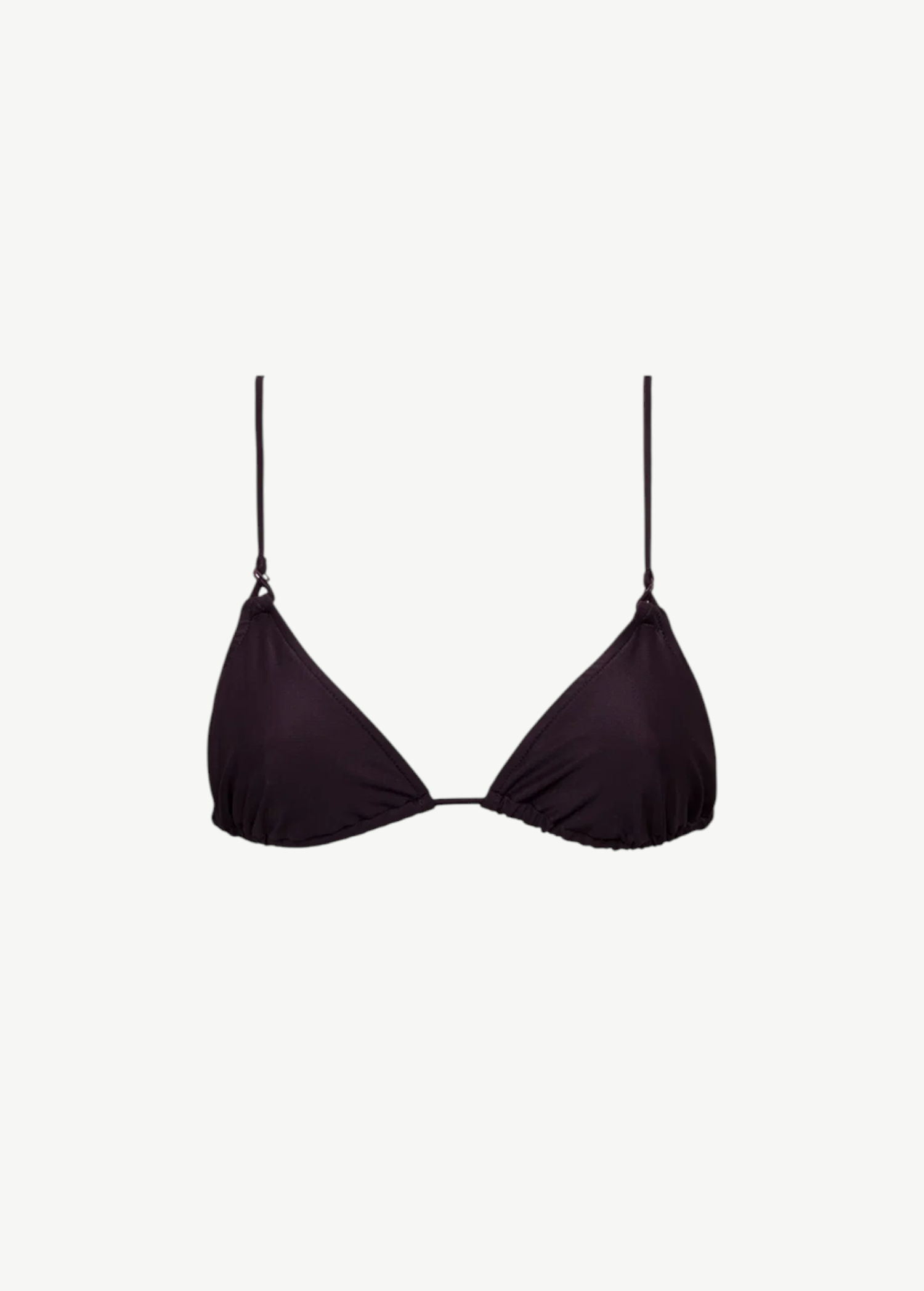 KABE SHOP INC Dolores bikini top in dark plum with adjustable straps and elegant jewelry hardware details.