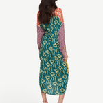 KABE SHOP INC Estrellitas shirt dress in viscose with a multi-colored star print, wrap design, and long sleeves.