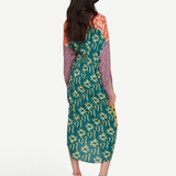 KABE SHOP INC Estrellitas shirt dress in viscose with a multi-colored star print, wrap design, and long sleeves.