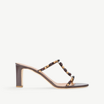 KABE SHOP INC Talita Heel dark brown sandal with beaded T-strap detail and block heel for special occasions.