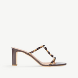 KABE SHOP INC Talita Heel dark brown sandal with beaded T-strap detail and block heel for special occasions.
