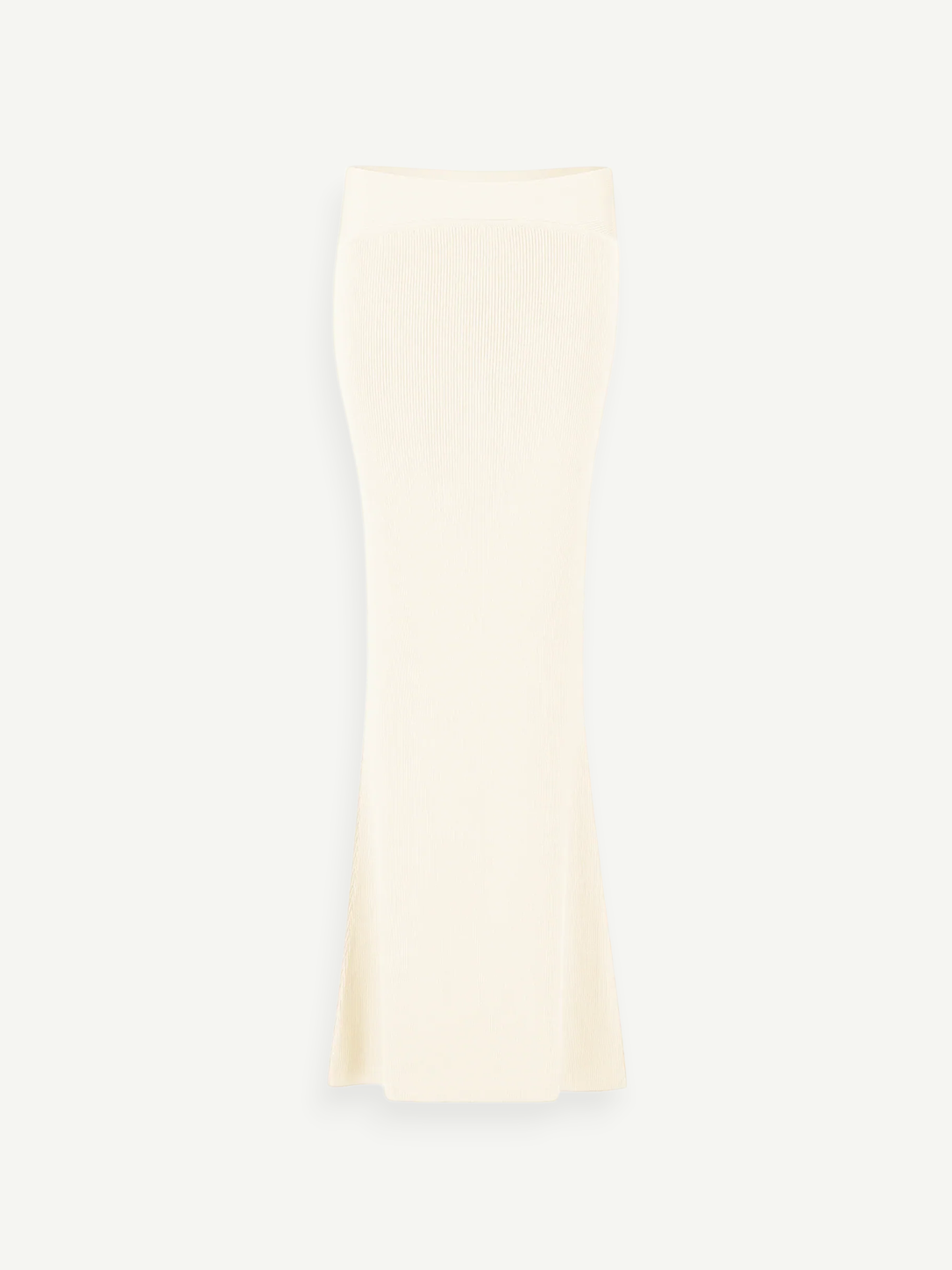 KABE SHOP INC Classic Malageta cream ribbed knit maxi skirt with a form-fitting silhouette.