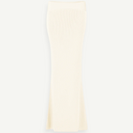 KABE SHOP INC Classic Malageta cream ribbed knit maxi skirt with a form-fitting silhouette.