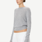 KABE SHOP INC Francis grey cashmere sweater with a slim fit and cropped length worn by a model