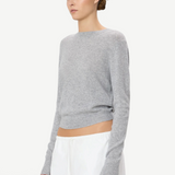 KABE SHOP INC Francis grey cashmere sweater with a slim fit and cropped length worn by a model