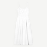 KABE SHOP INC Neroni white cotton voile ankle-length dress with spaghetti straps and delicate floral embroidery