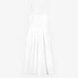 KABE SHOP INC Neroni white cotton voile ankle-length dress with spaghetti straps and delicate floral embroidery