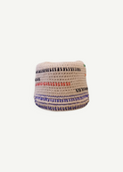 KABE SHOP INC handcrafted beige crochet hat with colorful striped embroidery details for sun protection.