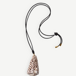 Necklace with a shell pendant on a white background