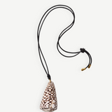 Necklace with a shell pendant on a white background