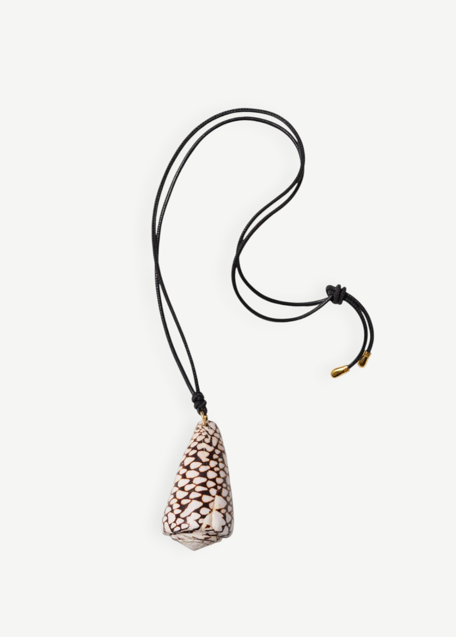 Necklace with a shell pendant on a white background