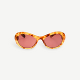 KABE SHOP INC Jacquemus Rond oval sunglasses in beige tortoiseshell acetate with burgundy lenses.