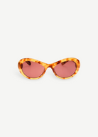 KABE SHOP INC Jacquemus Rond oval sunglasses in beige tortoiseshell acetate with burgundy lenses.