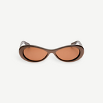 KABE SHOP INC Jacquemus Nuvola sunglasses with a soft oval metallic brown acetate frame and tinted brown lenses.