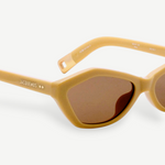 KABE SHOP INC Bambino sunglasses in beige acetate with angular frames, tobacco lenses, and gold temple detailing.