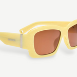 KABE SHOP INC Croisiere rectangular sunglasses in sand acetate with brown lenses and silver logo detail