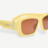 KABE SHOP INC Croisiere rectangular sunglasses in sand acetate with brown lenses and silver logo detail