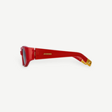 KABE SHOP INC Jacquemus Ovalo sunglasses in red acetate with gold temple logo detailing and side view profile