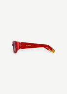 KABE SHOP INC Jacquemus Ovalo sunglasses in red acetate with gold temple logo detailing and side view profile
