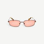 KABE SHOP INC Sera rectangular sunglasses with matte brown stainless steel frames and rose-tinted lenses.