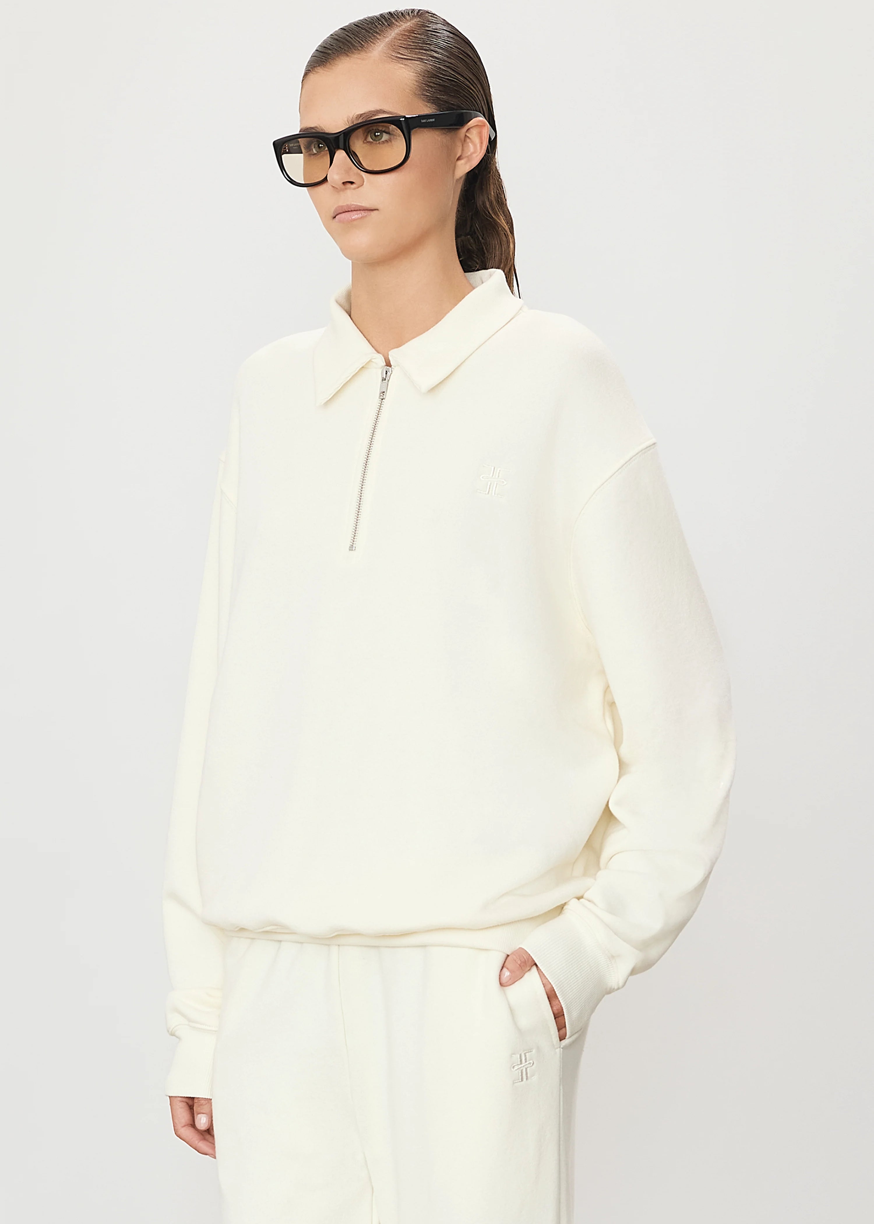 Full Length Zip-Up Polo Sweatshirt
