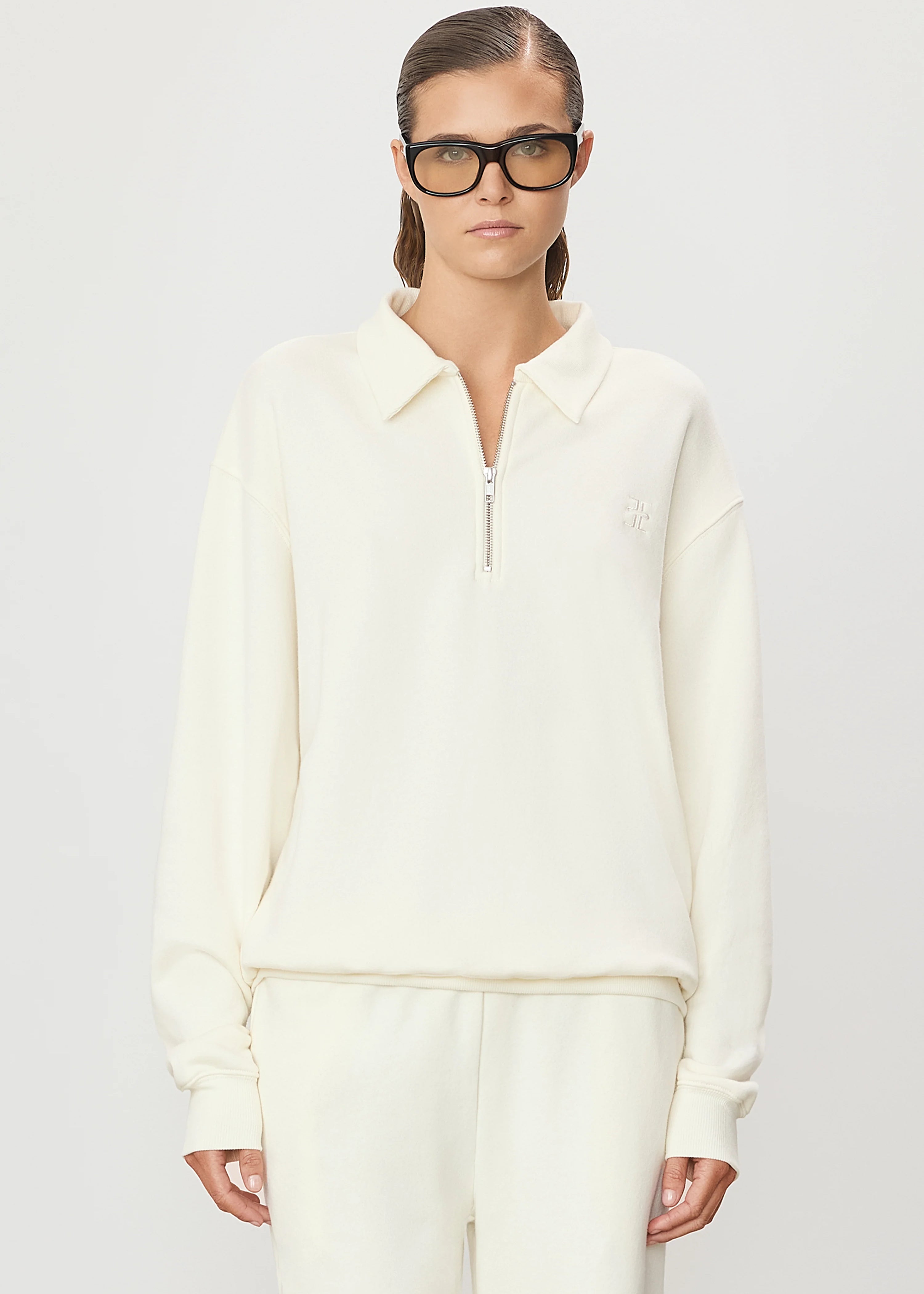 Full Length Zip-Up Polo Sweatshirt