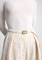 KABE SHOP INC Ventura Gold Belt in white Italian calfskin with a polished 24K gold-plated squared slide buckle