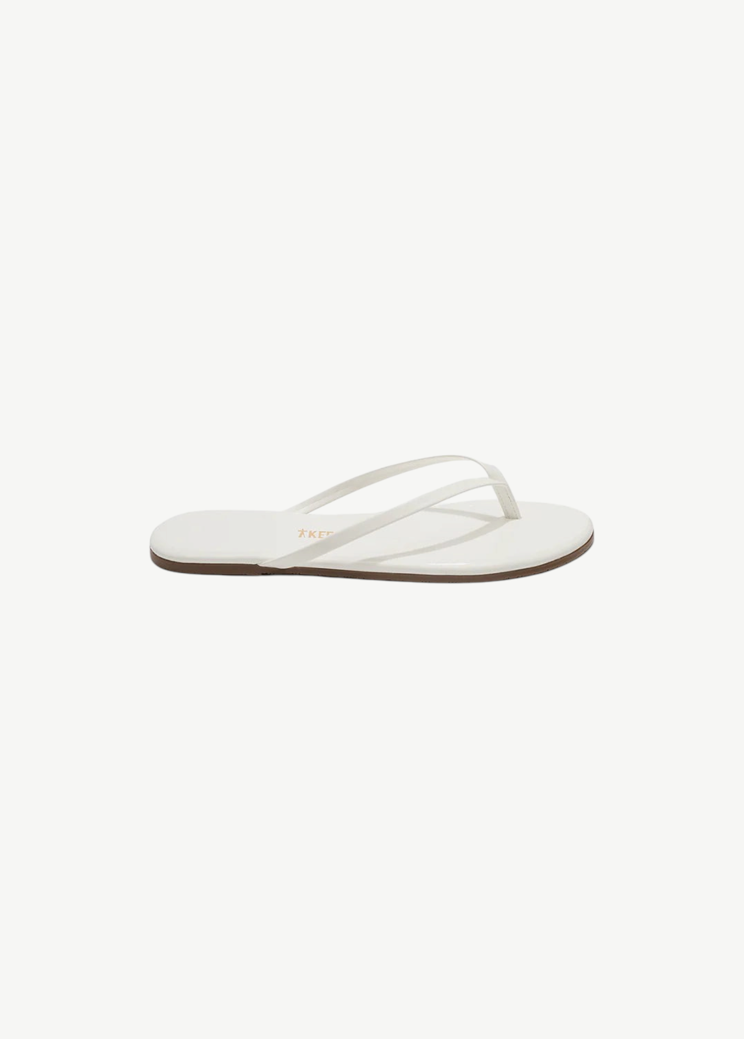 KABE SHOP INC Lily Glosses white patent leather flip flops with a cushioned insole and rubber outsole