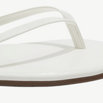 KABE SHOP INC Lily Glosses white patent leather flip flop with a cushioned insole and brown rubber outsole
