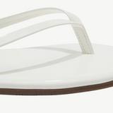 KABE SHOP INC Lily Glosses white patent leather flip flop with a cushioned insole and brown rubber outsole