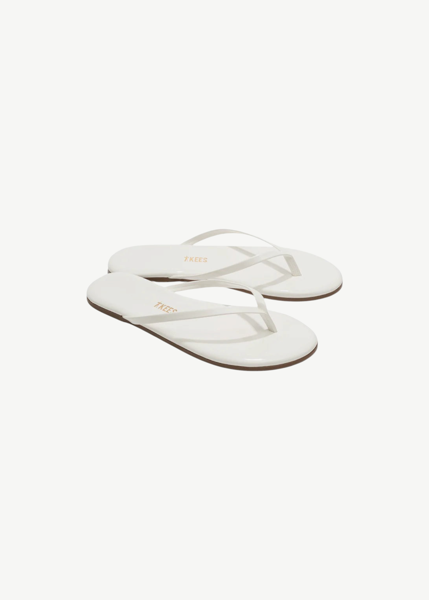 KABE SHOP INC Lily Glosses white patent leather flip flops with cushioned insole and rubber outsole