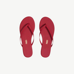 KABE SHOP INC Lily Pigments red leather flip flops with a matte finish and cushioned insole, top view.