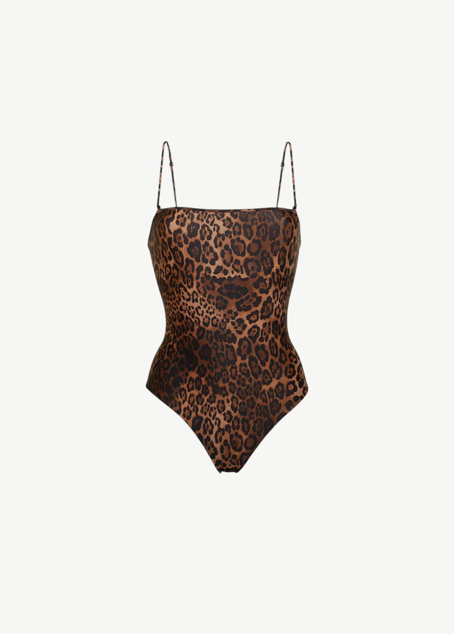 KABE SHOP INC Lola one-piece swimsuit in a brown leopard print with a vintage-inspired square neckline.