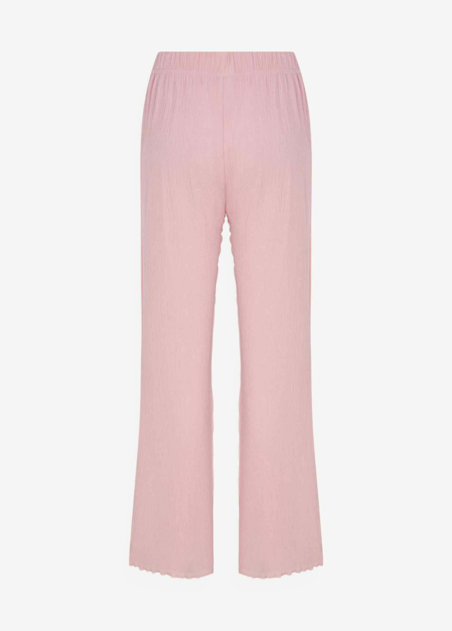 KABE SHOP INC Malaika pants in light pink with a relaxed straight-leg silhouette and textured fabric back view