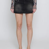 Mini Paneled Denim Skirt