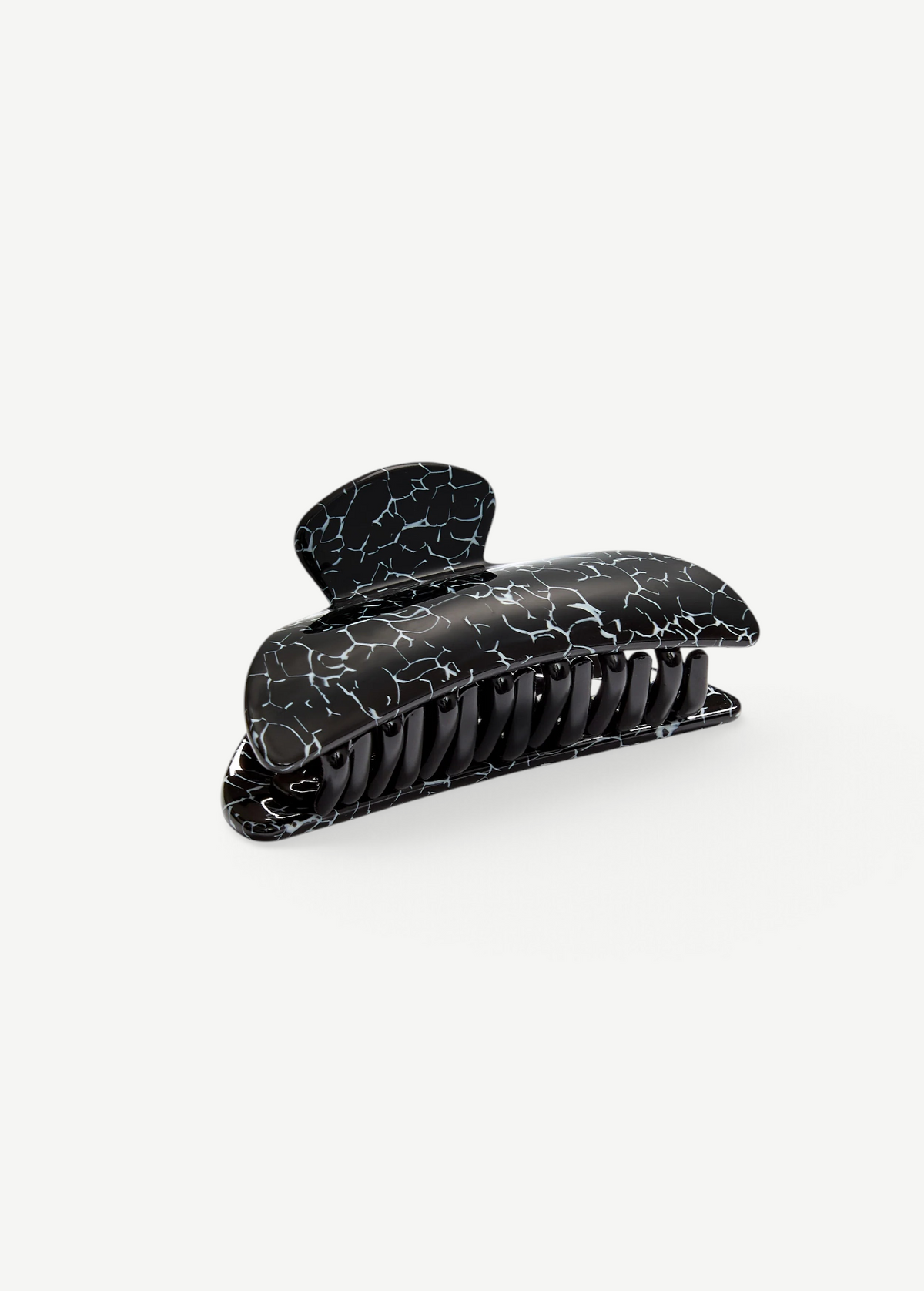 KABE SHOP INC Midi Heirloom hair claw in black and white marbled Italian acetate with reinforced hardware